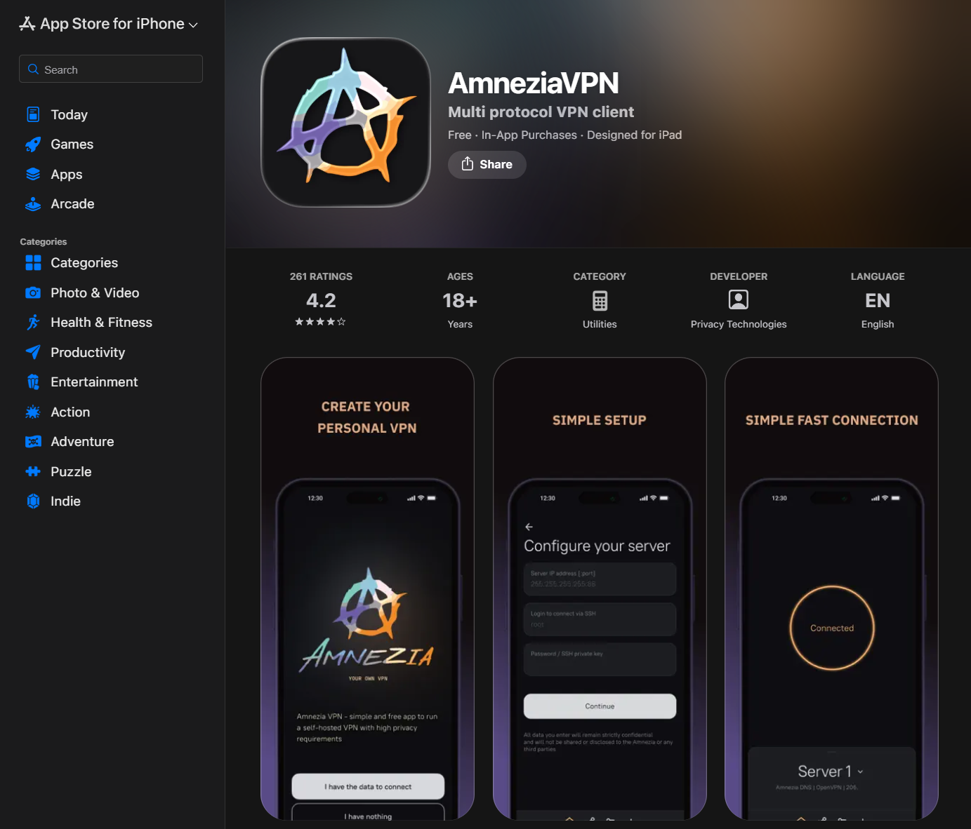 Download AmneziaVPN from App Store