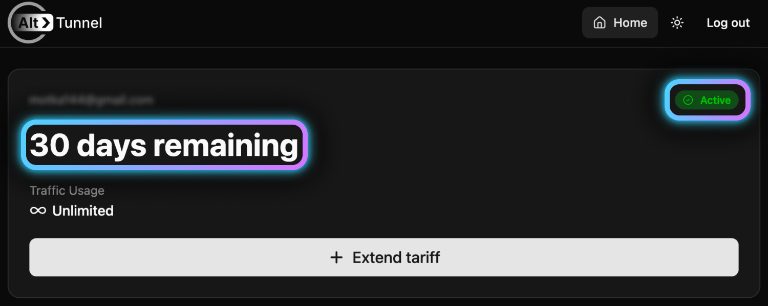 Dashboard with subscription