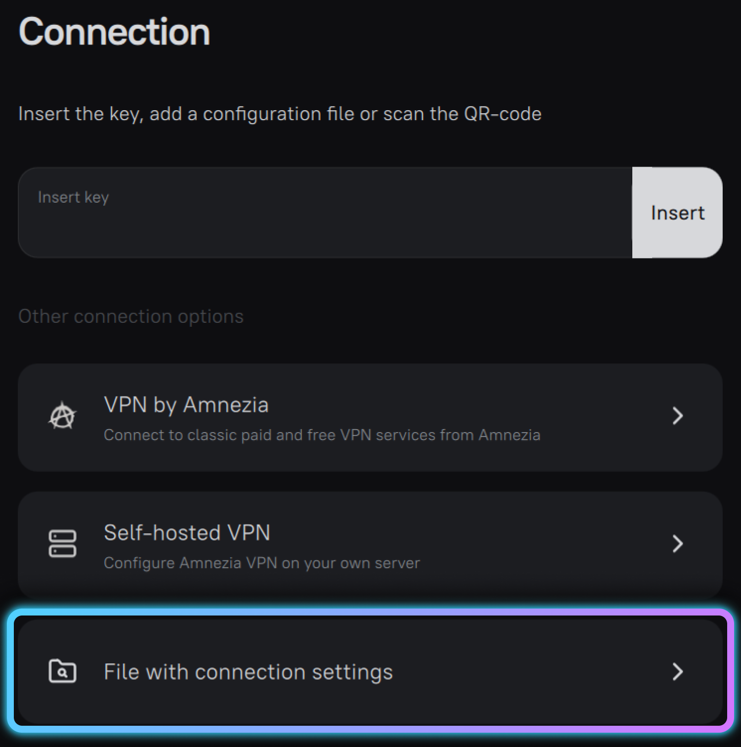 Import config file in AmneziaVPN